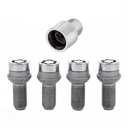 McGard Wheel Lock Bolt Set - 4pk. (Radius Seat) M14X1.5 / 17mm Hex / 26.7mm Shank Length - Chrome 28018 28018 Photo - Primary