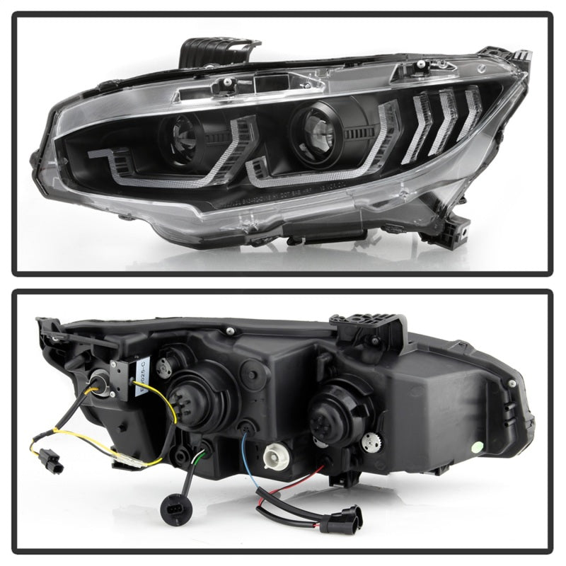 Spyder Honda Civic 16-18 2DR/4DR/Hatchback Headlight Black PRO-YD-HC16PL-SEQ-BK 5087539 5087539 Photo - Unmounted