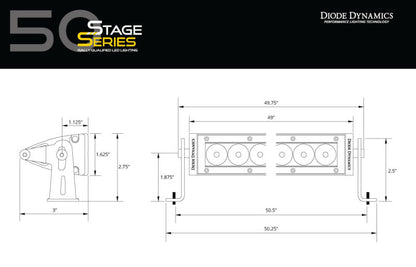 Diode Dynamics 50 In LED Light Bar Single Row Straight - Amber Flood Each Stage Series DD6047 DD6047 User 7