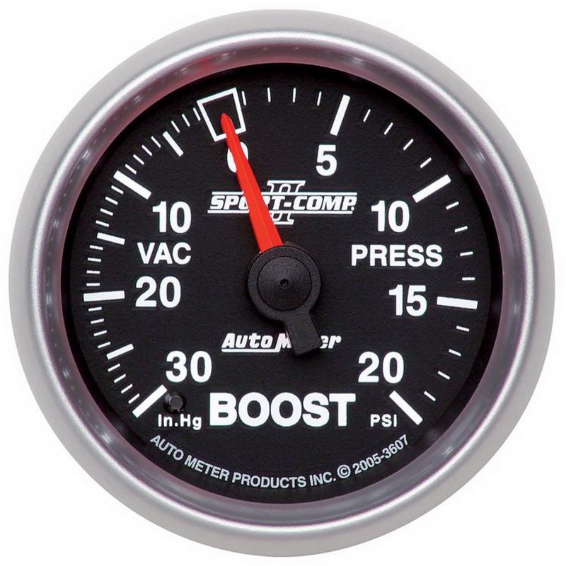 Autometer Gauge, Vac/boost, 2 1/16", 30inhg-20psi, Mechanical, Sport-Comp II 3607 Photo - Primary