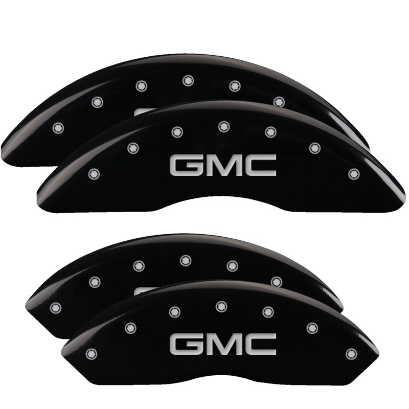 MGP 4 Caliper Covers Engraved Front & Rear GMC Black finish silver ch 34210SGMCBK 34210SGMCBK Photo - Primary