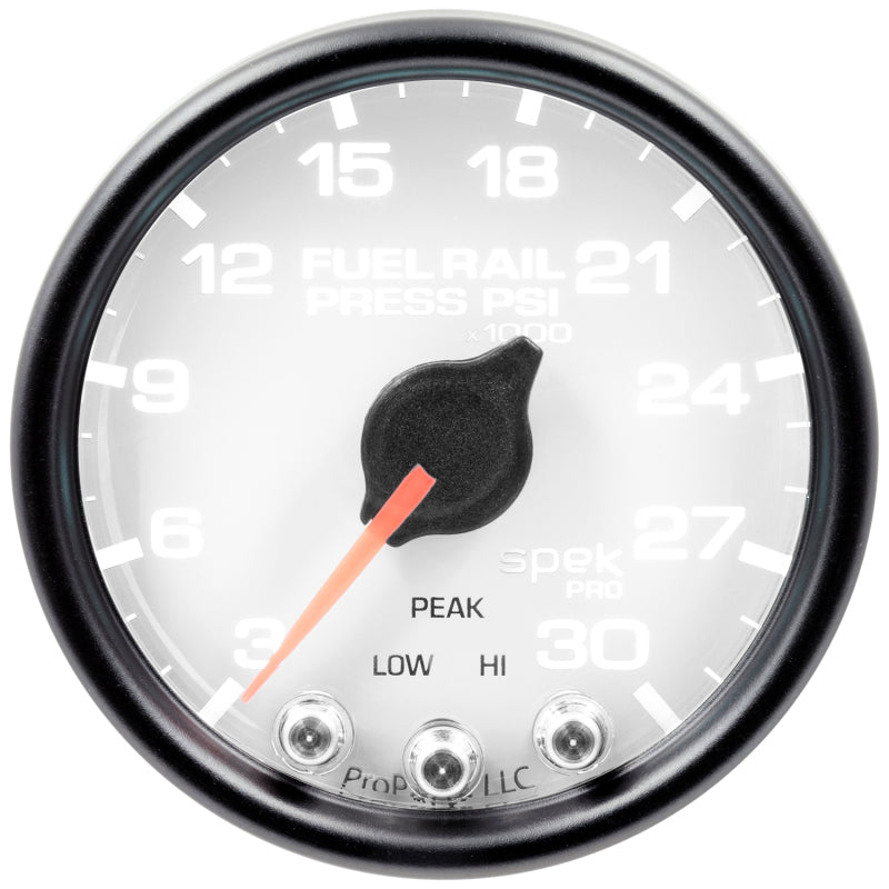 Autometer Spek-Pro Gauge Rail Press 2 1/16in 30Kpsi Stepper Motor W/Peak & Warn Wht/Blk P32112 P32112 User 2