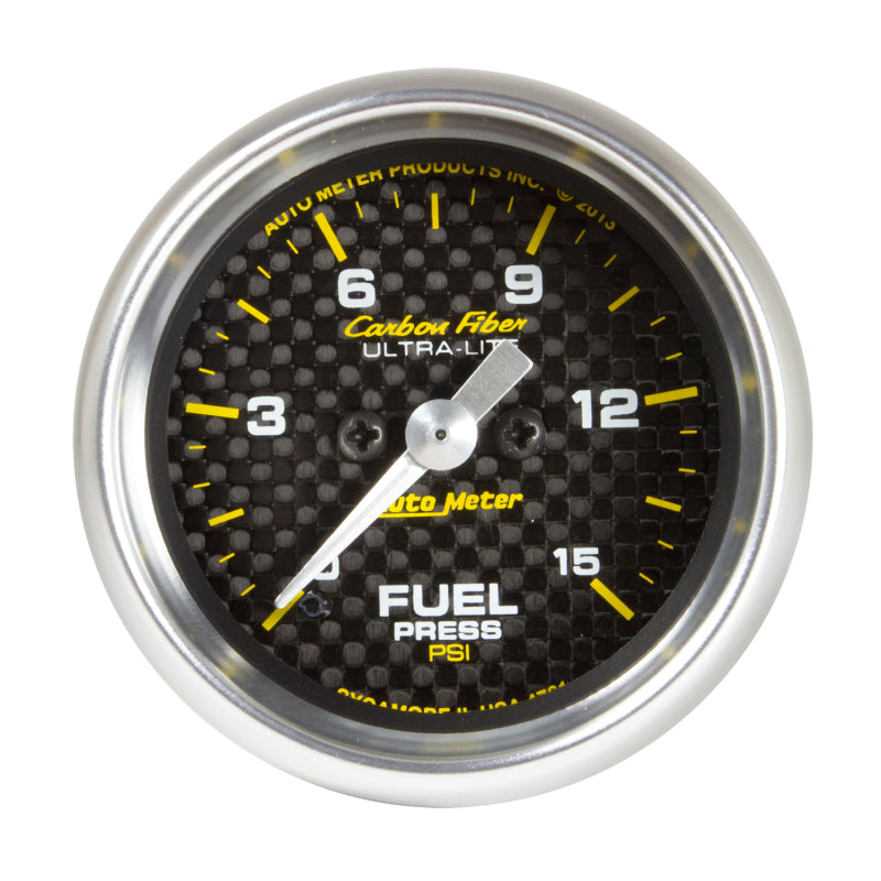 Autometer 2-1/16" Fuel Pressure, 0-15 Psi, Stepper Motor, Carbon Fiber 4761 Photo - Primary