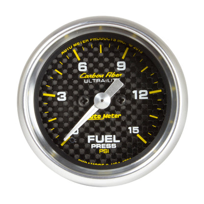 Autometer 2-1/16" Fuel Pressure, 0-15 Psi, Stepper Motor, Carbon Fiber 4761 Photo - Primary