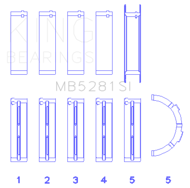 King Ford 281CI 4.6L V8 (Size STD) Main Bearing Set MB5281SI MB5281SI Photo - Primary