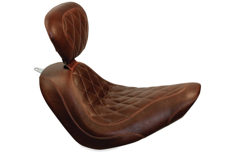 Mustang Motorcycle Mustang 04-21 Harley Sportster Wide Tripper Solo Seat w/Driver Backrest - Distressed Brown 79815 79815 Photo - Primary