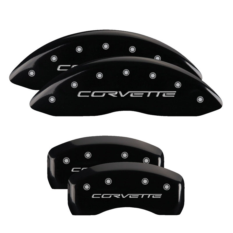MGP Caliper Covers (set of 4), Engraved Front & Rear C6/Corvette Black 13008SCV6BK Photo - Primary