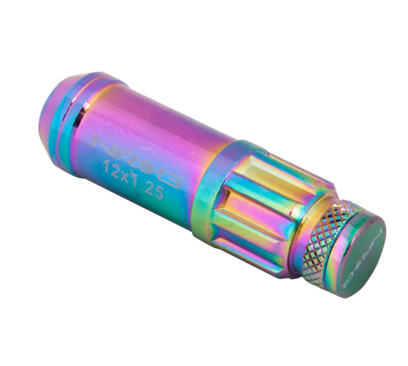 NRG M12 X 1.25 Steal Lug Nut W/ Dust Cap Cover Set 21 Pc Neochrome W/ Lock LN-LS710MC-21 Photo - Primary