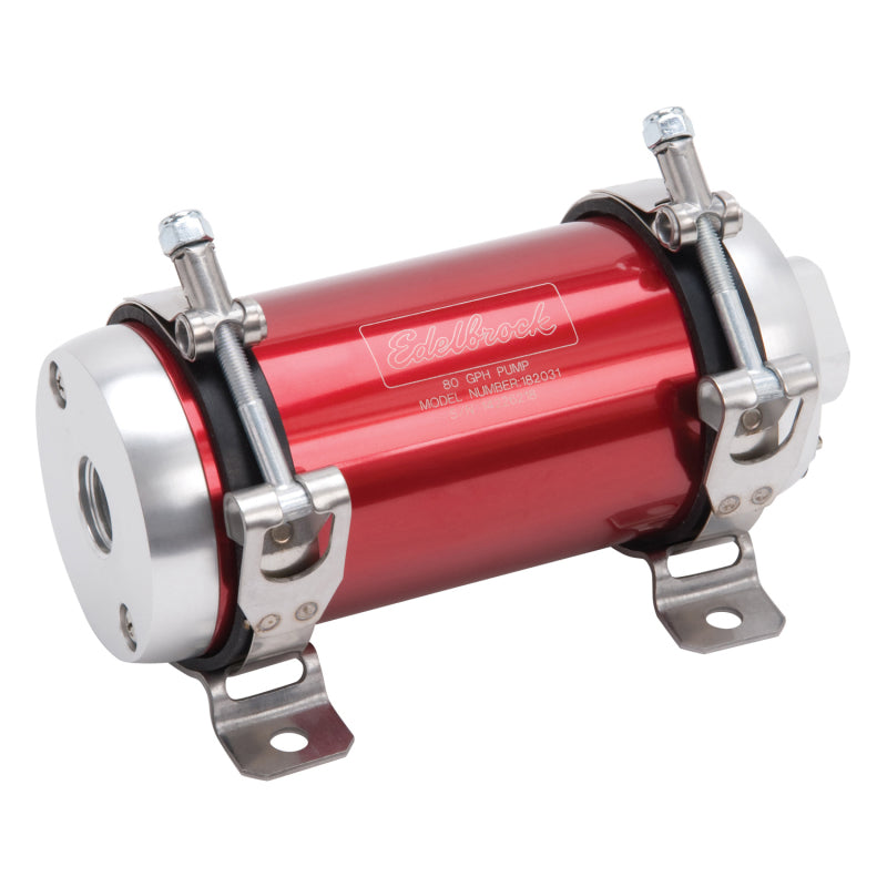 Edelbrock Fuel Pump Electric Quiet-Flo EFI 80 GPH -10 In -10 Out Red/Clear 182031 182031 Photo - out of package