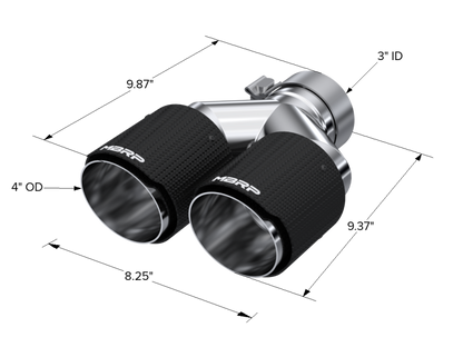 MBRP 3in ID / Dual 4in OD Out Staggered L 9.87in / R 9.37in Dual Wall Carbon Fiber Univ Exhaust Tip T5182CF T5182CF Photo - Close Up