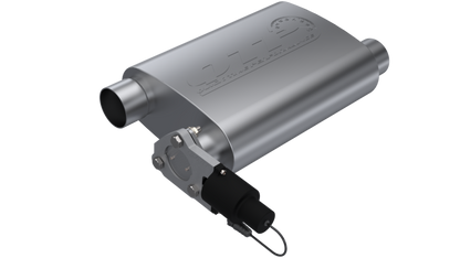 QTP 2.5in Weld-On 304SS Reverse Screamer Muffler w/Bolt-On QTEC Electric Cutout 13251C 13251C Photo - Primary