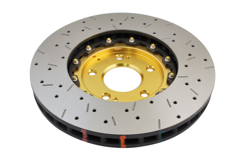 DBA 03-05 Evo 8/9 Front Drilled & Slotted 5000 Series 2 Piece Rotor Assembled w/ Gold Hat 52218GLDXS 52218GLDXS Photo - out of package