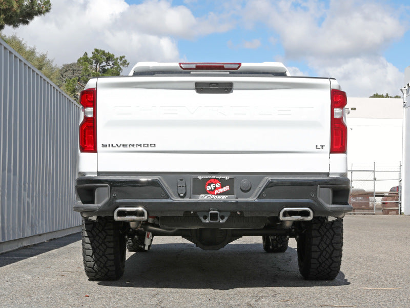aFe Gemini XV 4in to Dual 3in 304 SS Cat-Back Exhaust w/ Cutout 19-21 GM Silverado/Sierra V8-6.2L 49-34140 49-34140 Photo - Mounted