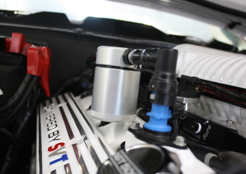 J&L 07-14 Ford Mustang GT500 Passenger Side Oil Separator 3.0 - Clear Anodized 3012P-C 3012P-C Photo - Mounted