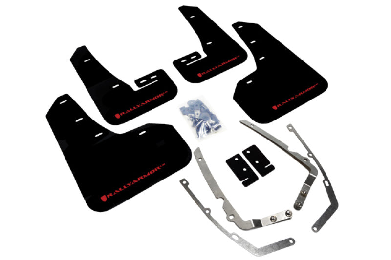 Rally Armor 2015+ VW Golf/GTI/TSI UR Black Mud Flap w/ Red Logo MF37-UR-BLK/RD Photo - Primary