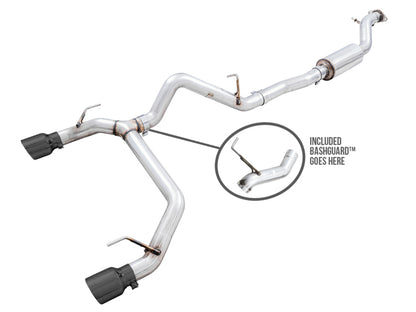 AWE Tuning 2021+ Ford Bronco 0FG Dual Rear Exit Exhaust w/Diamond Black Tips & Bash Guard 3015-33456 3015-33456 Photo - Primary