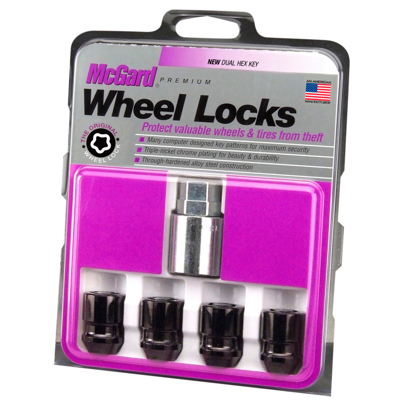 McGard Wheel Lock Nut Set - 4pk. (Cone Seat) 1/2-20 / 3/4 & 13/16 Dual Hex / 1.28in. Length - Black 24025 24025 Photo - Primary