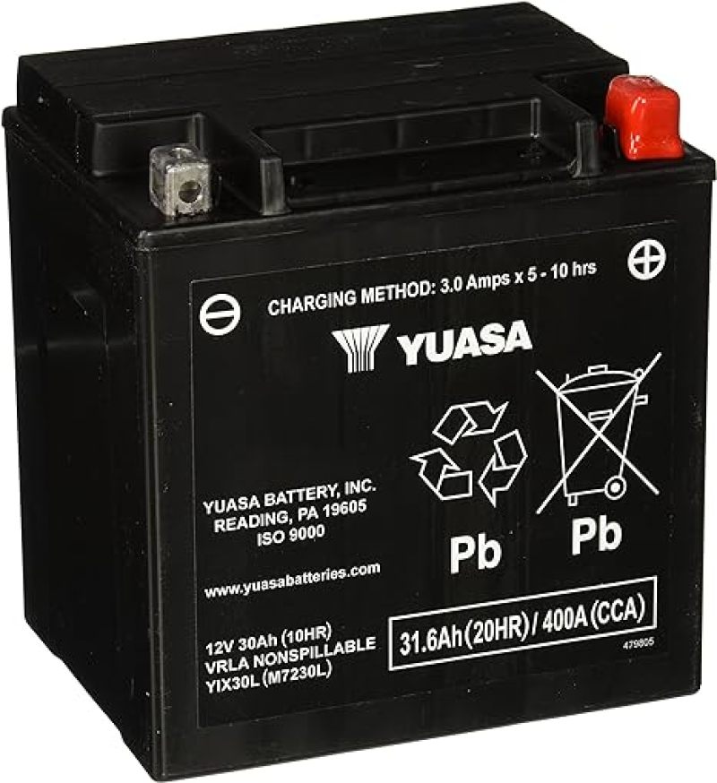 Yuasa Battery Yuasa YIX30L-PW Maintenance Free AGM 12 Volt Battery YUAM7230LPW