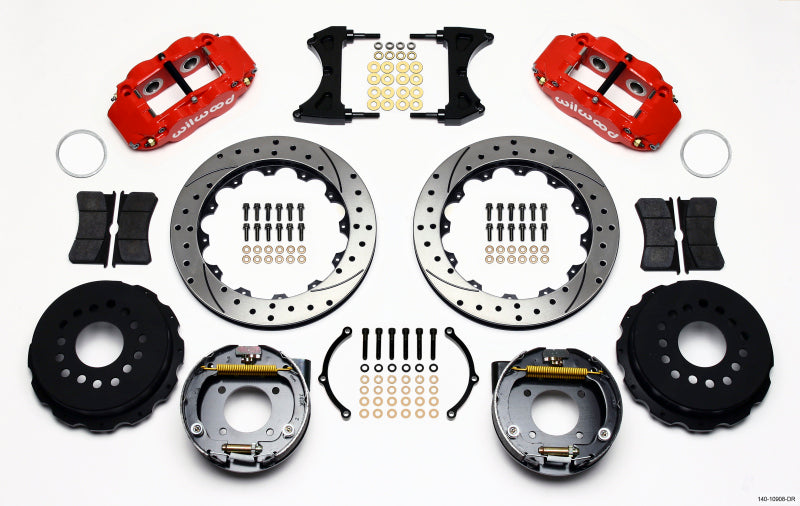 Wilwood Narrow Superlite 4R Rear P-Brk Kit 12.88in Drilled Red Chevy 12 Bolt w/ C-Clips Stggrd mt 140-10908-DR 140-10908-DR Photo - Primary