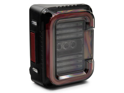 Raxiom 07-18 Jeep Wrangler JK Axial Series LED Halo Tail Lights- Black Housing (Dark Smoked Lens) J138358 J138358 Photo - Close Up