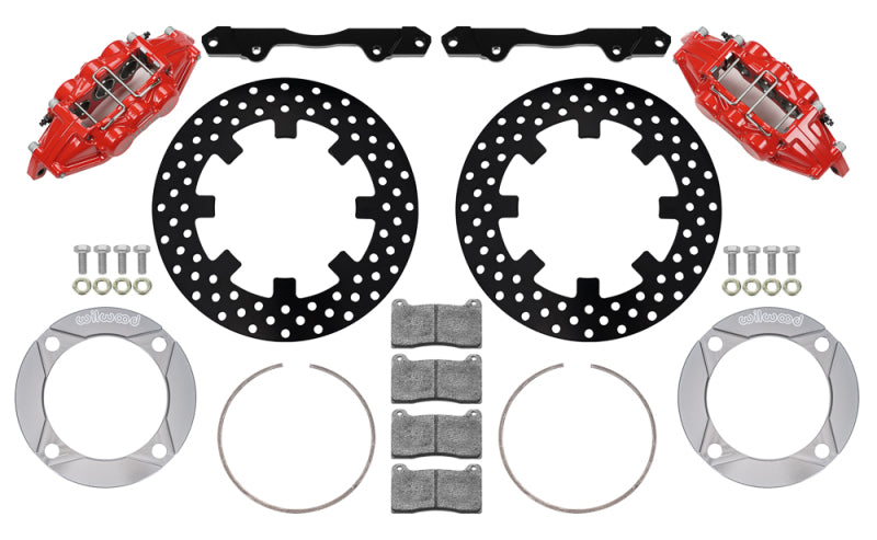 Wilwood 2014+ Polaris RZR XP 1000 Front Kit 11.25in Drilled - Red 140-16632-DR