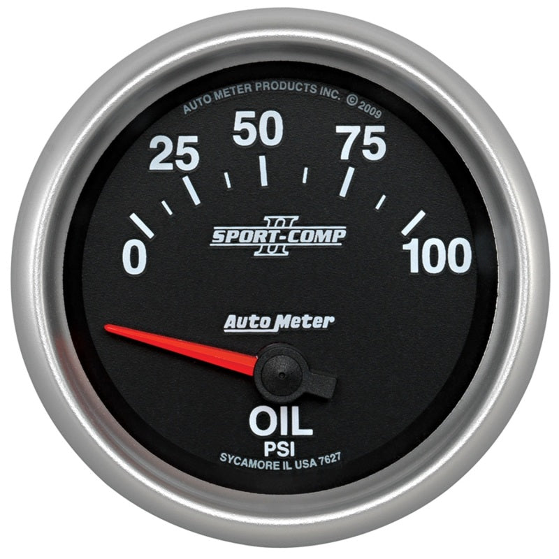Autometer Gauge, Oil Pressure, 2 5/8", 100 Psi, Electric, Sport-Comp II 7627 Photo - Primary