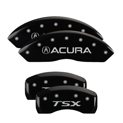 MGP 4 Caliper Covers Engraved Front Acura Engraved Rear TSX Black finish silver ch 39016STSXBK 39016STSXBK Photo - Primary