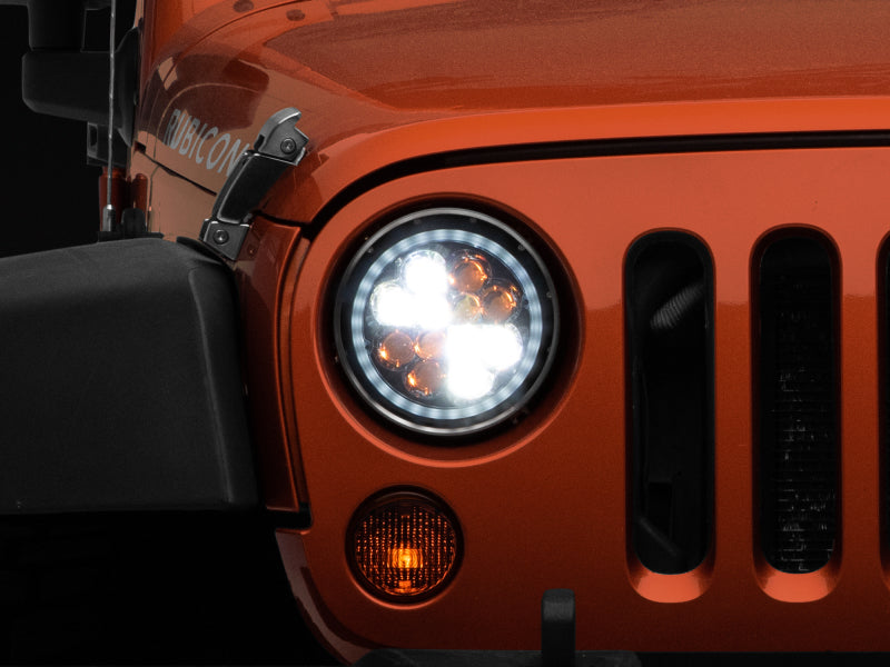 Raxiom 97-18 Jeep Wrangler TJ/JK Axial Spider LED Headlight w/ Amber DRL- Chrome Hsng (Clear Lens) J108047 J108047 Photo - Primary