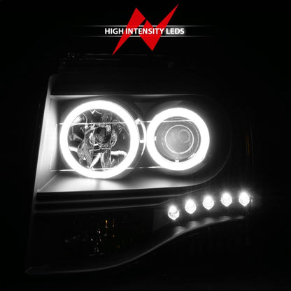 Anzo 2007-2014 Ford Expedition Projector Headlights w/ Halo Black 111113 Photo - Unmounted