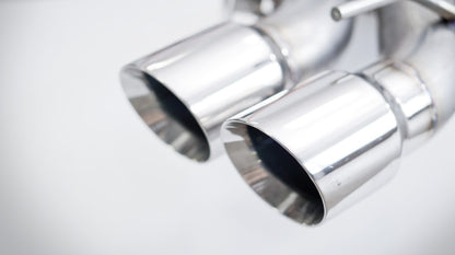 Stainless Works 2016-18 Cadillac CTS-V Sedan Axleback System Dual-Mode Turbo Mufflers 4in Tips CTSV16MKS-FC CTSV16MKS-FC Photo - Close Up