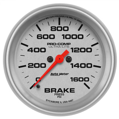 Autometer 2-5/8" Brake Pressure, 0-1600 Psi, Stepper Motor, Ultra-Lite 4467 Photo - Primary