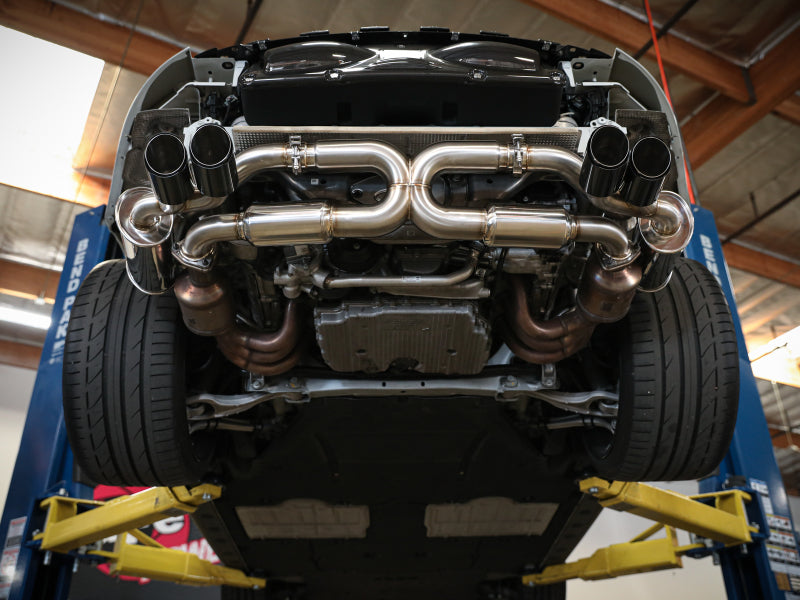 aFe MACHForce XP 12-16 Porsche 911 Carrera H6-3.8L SS-304 Cat-Back Exhaust w/ Polished Quad Tips 49-36406-1P 49-36406-1P Photo - Mounted