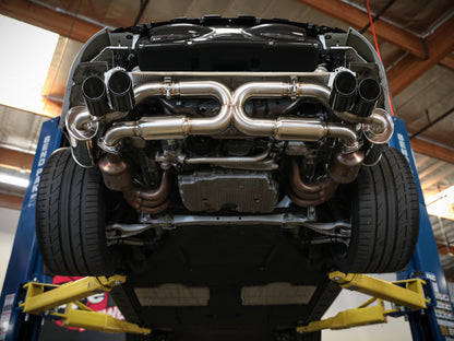aFe MACHForce XP 12-16 Porsche 911 Carrera H6-3.8L SS-304 Cat-Back Exhaust w/ Polished Quad Tips 49-36406-1P 49-36406-1P Photo - Mounted