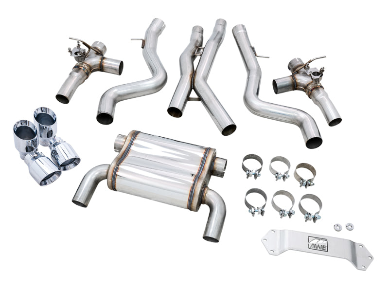 AWE Tuning BMW F8X M3/M4 SwitchPath Catback Exhaust - Chrome Silver Tips 3025-42070 3025-42070 Photo - out of package