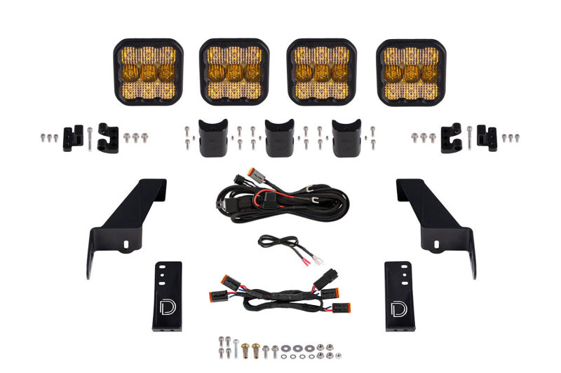 Diode Dynamics Jeep JL SS5 4-Pod CrossLink Grille Lightbar Kit Pro - Yellow Combo DD7269 DD7269 Photo - Primary