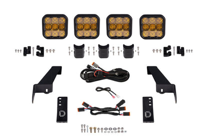 Diode Dynamics Jeep JL SS5 4-Pod CrossLink Grille Lightbar Kit Pro - Yellow Combo DD7269 DD7269 Photo - Primary
