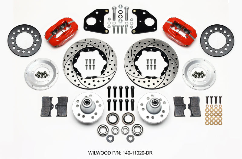 Wilwood Forged Dynalite Front Kit 11.00in Drilled Red 62-72 CDP B & E Body-Drum 140-11020-DR 140-11020-DR Photo - Primary