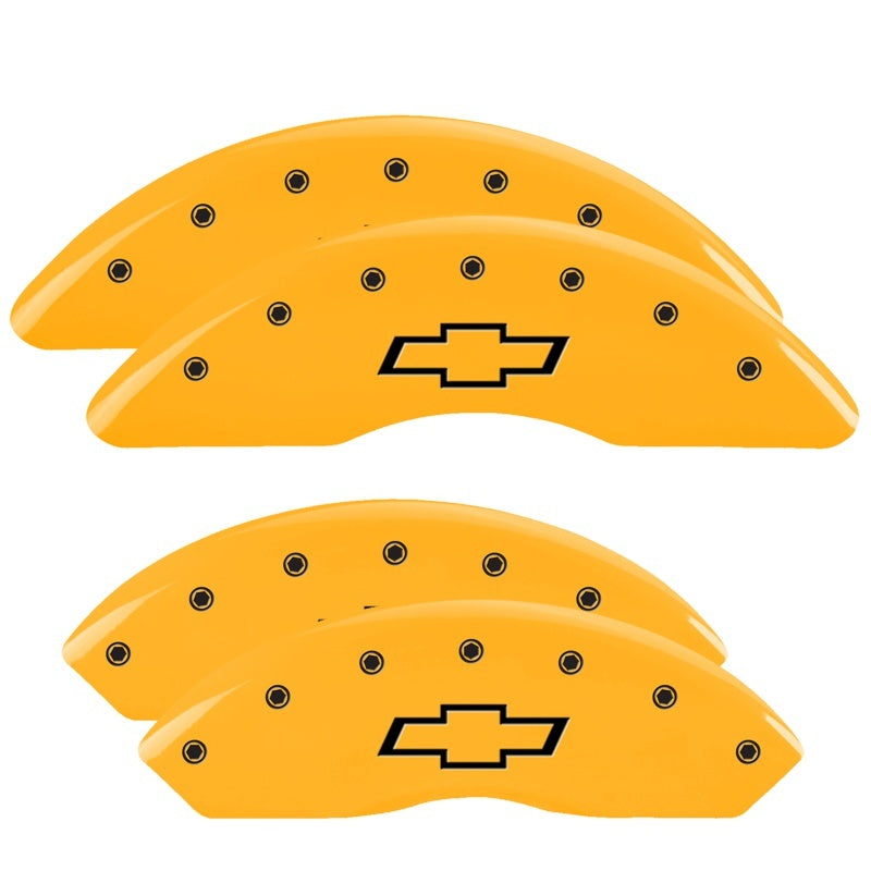 MGP 4 Caliper Covers Engraved Front & Rear Bowtie Yellow finish black ch 14008SBOWYL 14008SBOWYL Photo - Primary