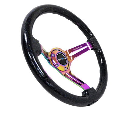 NRG Reinforced Classic Wood Grain Wheel,350mm,3 spoke Slotted Center Neoch RST-018BSB-MC Photo - Primary
