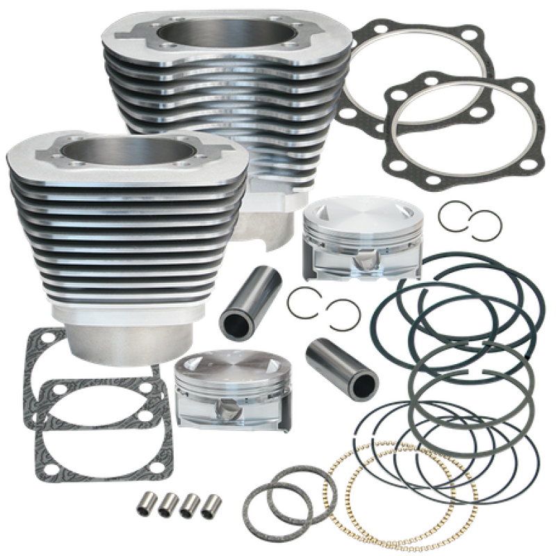 S&S Cycle 99-06 BT 4-1/8in Bore Cylinder Kit For Early Production S&S T117 Engines - Silver 910-0218