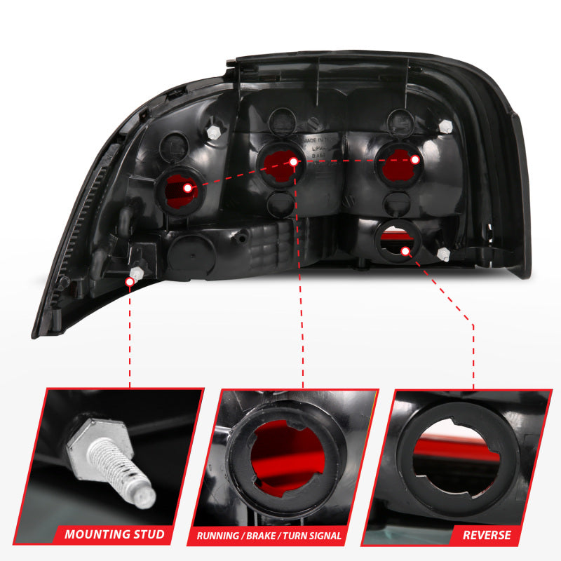 ANZO 1994-1998 Ford Mustang Taillight Dark Red Lens (OE Style) 321350 321350 User 4