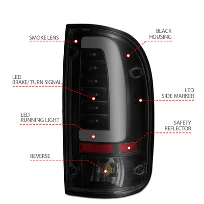 ANZO 1995-2000 Toyota Tacoma LED Taillights Black Housing Smoke Lens (Pair) 311354 311354 Photo - Unmounted