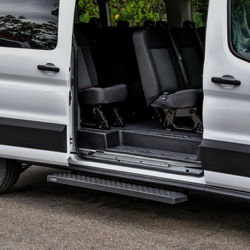 Westin Ford Transit Van 150/250/350 (Single 54in Pass Door) Grate Steps Running Boards - Tex. Blk 27-80015 27-80015 Photo - Mounted
