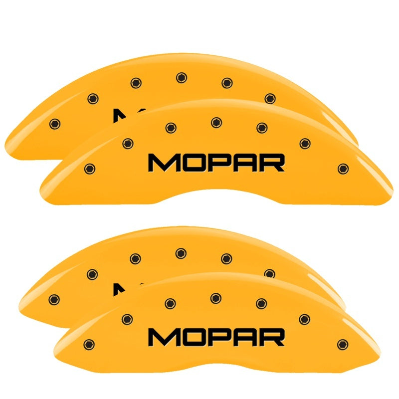 MGP 4 Caliper Covers Engraved Front & Rear MOPAR Yellow finish black ch 55002SMOPYL 55002SMOPYL Photo - Primary