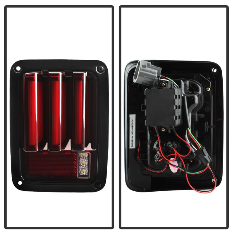 Spyder 07-16 Jeep Wrangler Version 2 Light Bar LED Tail Lights - Red Clear (ALT-YD-JWA07V2-LBLED-RC) 5084798 5084798 Photo - Unmounted