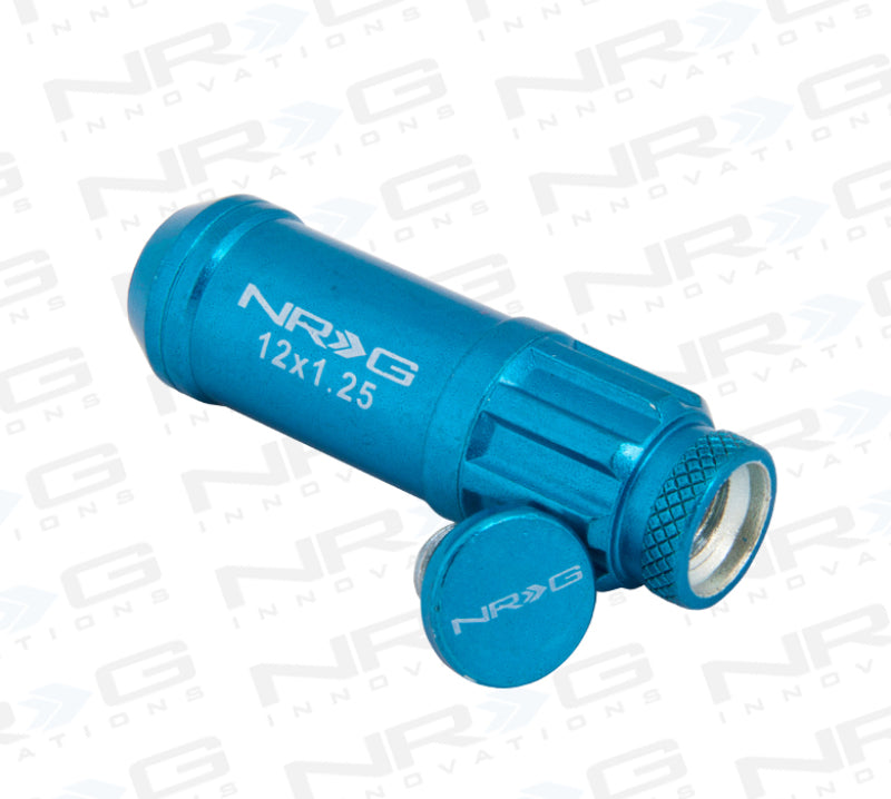 NRG M12 X 1.25 Steal Lug Nut W/ Dust Cap Cover Set 21 Pc Blue W/ Locks LN-LS710BL-21 Photo - Primary