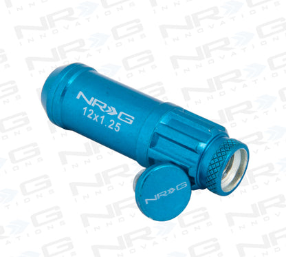 NRG M12 X 1.25 Steal Lug Nut W/ Dust Cap Cover Set 21 Pc Blue W/ Locks LN-LS710BL-21 Photo - Primary