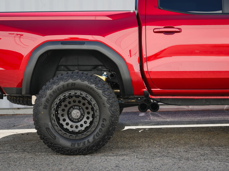 aFe 23-24 L4 GM Colorado/Canyon Rebel Series 3 IN 304 Stainless Steel Cat-Back System w/Black Tip 49-34142-B 49-34142-B Photo - Mounted