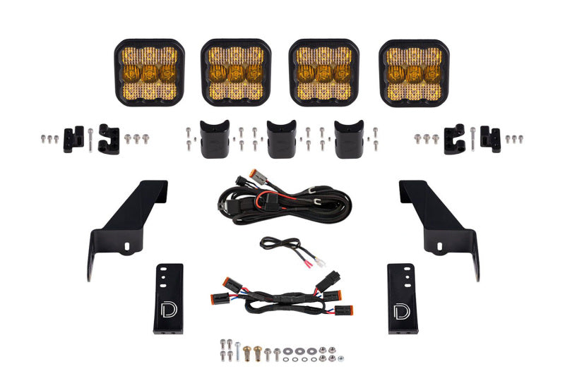 Diode Dynamics Jeep JK SS5 4-Pod CrossLink Grille Lightbar Kit Pro - Yellow Combo DD7273 DD7273 Photo - Primary