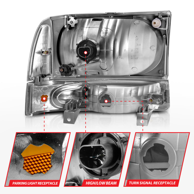 Anzo 2000-2004 Ford Excursion Crystal Headlights Chrome w/ LED 1pc 111081 Photo - Unmounted